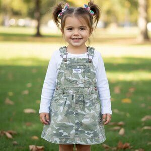 OshKosh B'gosh Khaki Green Camo Overall Jumper Dress 4T
